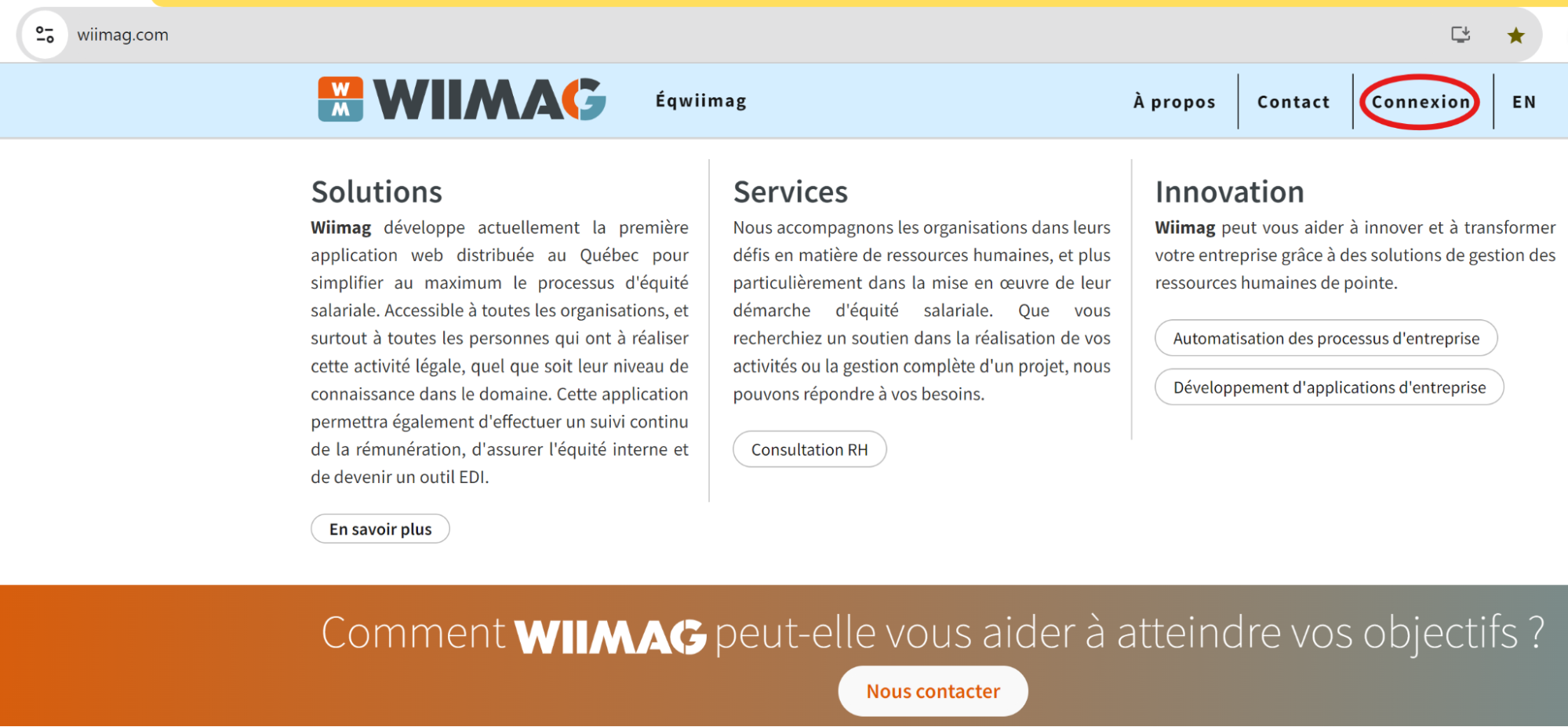 Cliquer sur Connexion.
