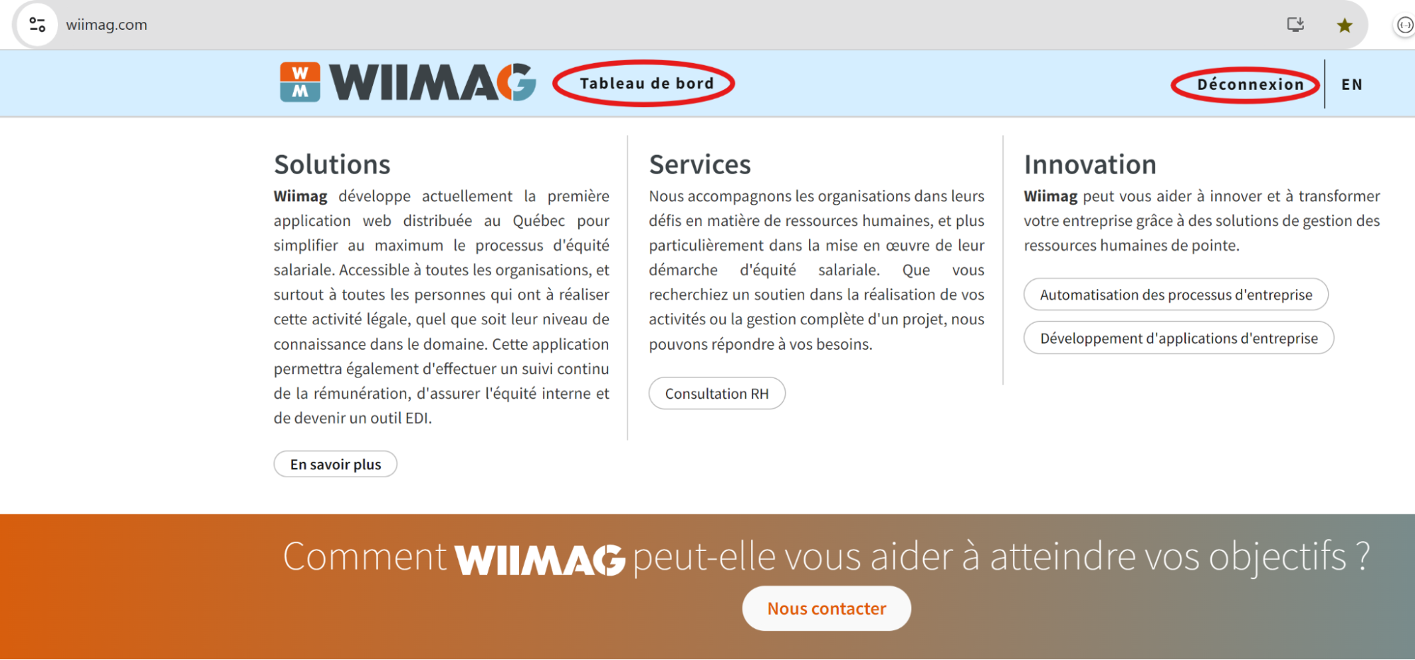 Cliquer sur Tableau de bord.