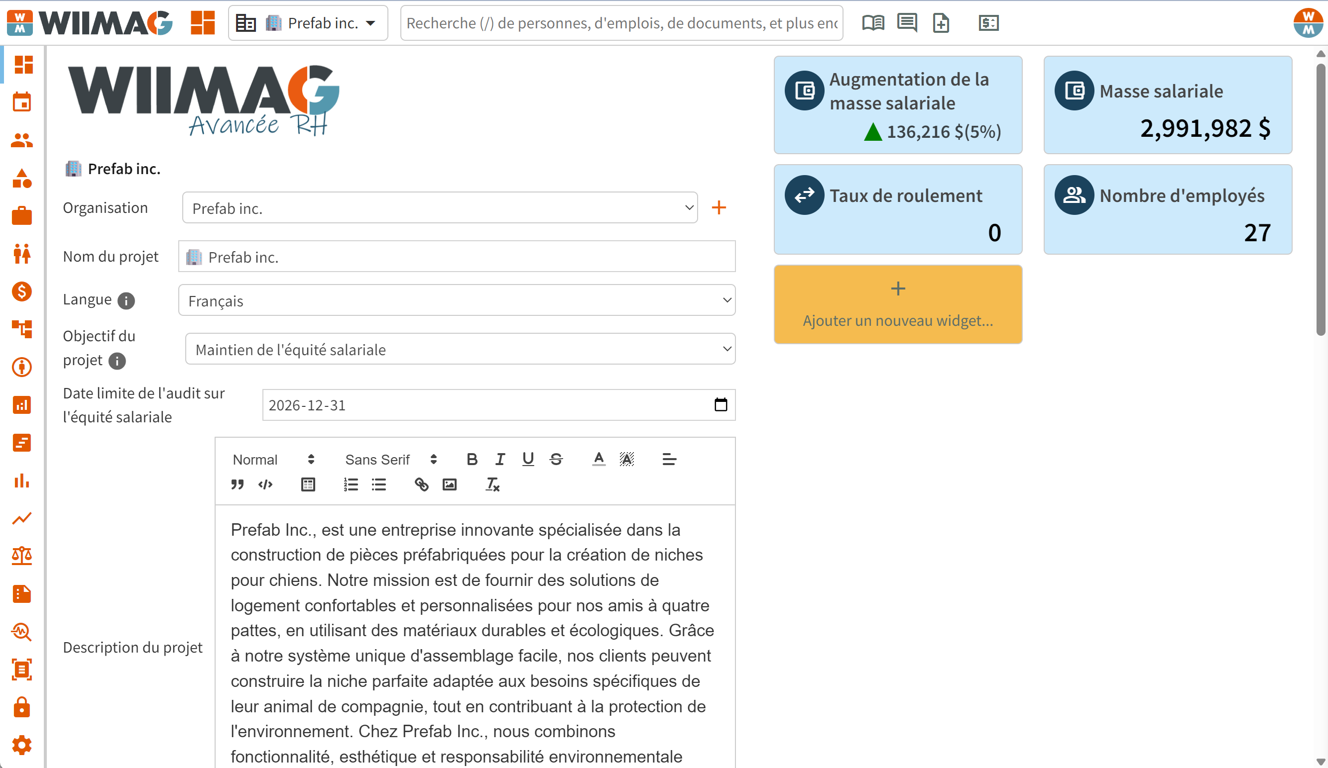 Tableau de bord Wiimag RH